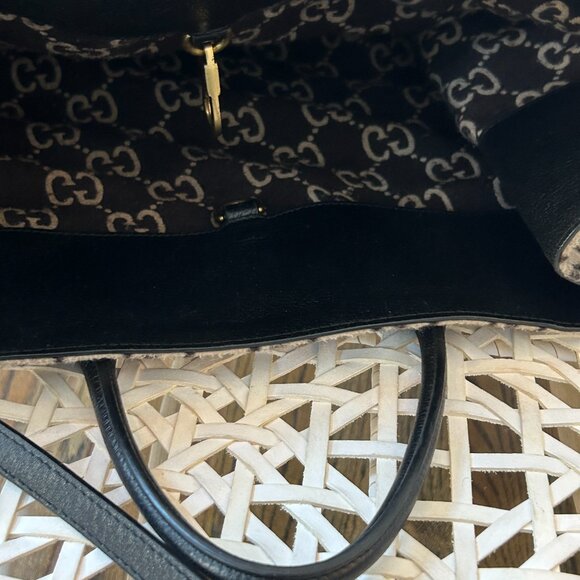 Gucci Black & Beige Wool Guccissima GG Tote with Strap and dust bag - Picture 8 of 15